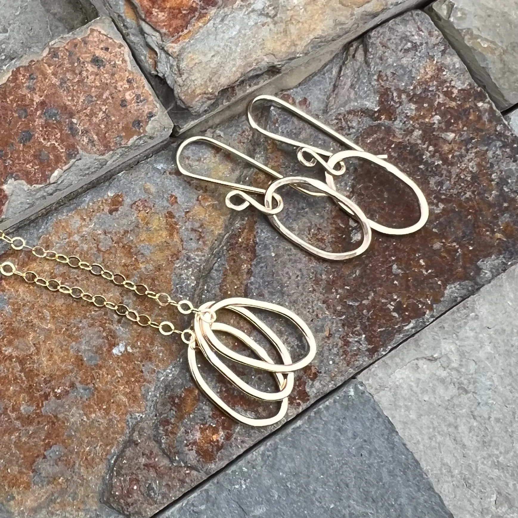 Tiny Trio Necklace ~ Ovals ~ Goldfilled