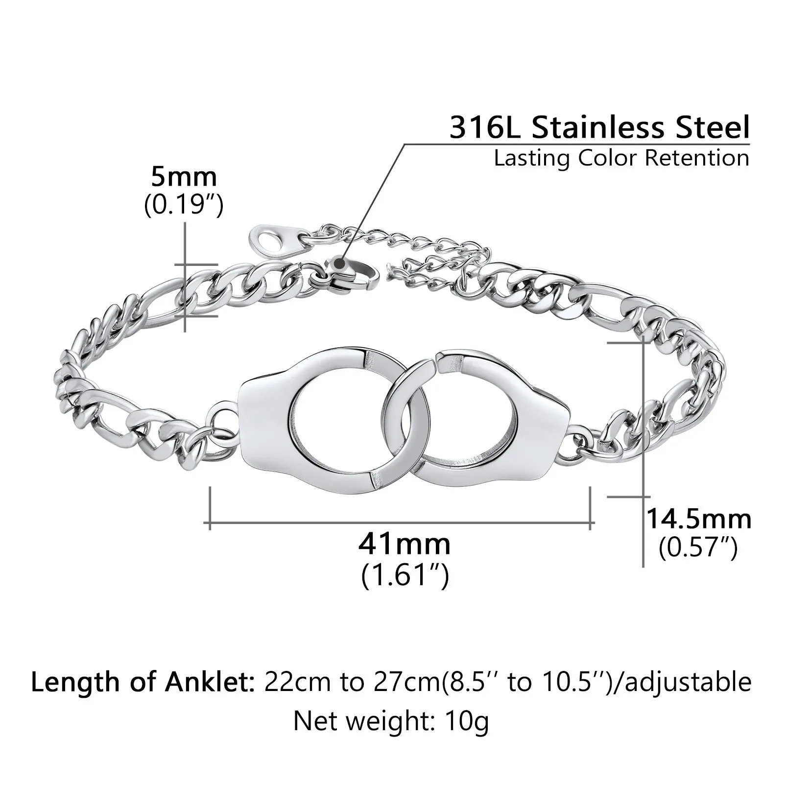 Trendy Handcuffs Design Chain Ankle Bracelet For Women