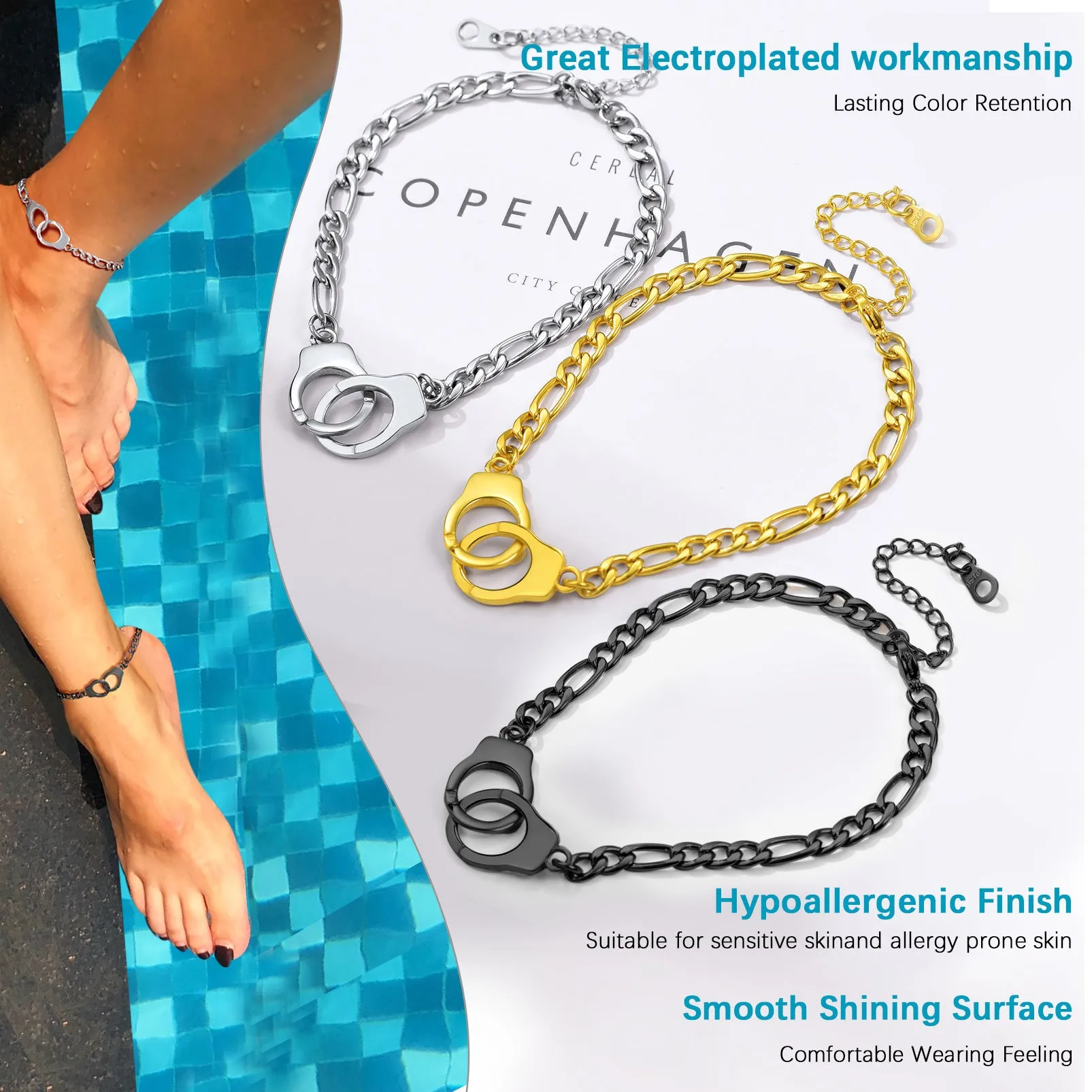 Trendy Handcuffs Design Chain Ankle Bracelet For Women