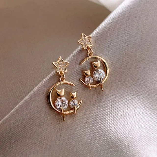 Trendy Round Simple Crystal Dangle Earrings