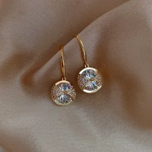 Trendy Round Simple Crystal Dangle Earrings