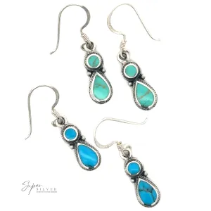 Turquoise Earrings With Circle and Teardrop Design