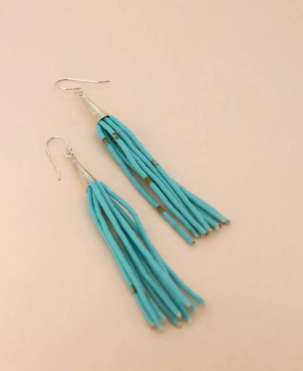 Turquoise Tassel Sterling Earrings