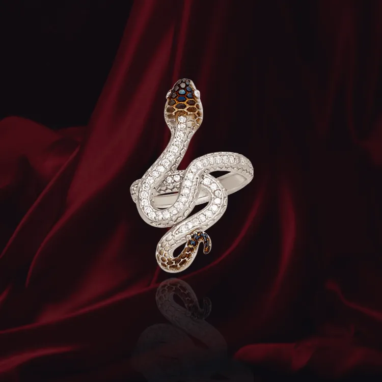Twisting Snake Ring with Ember Detail