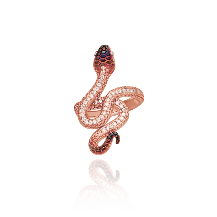 Twisting Snake Ring with Ember Detail