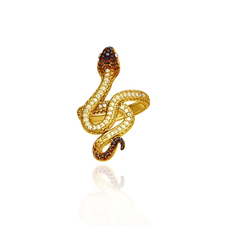 Twisting Snake Ring with Ember Detail