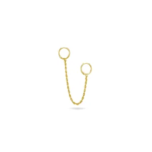 Two Hoop Simple Chain Earrings - Gold