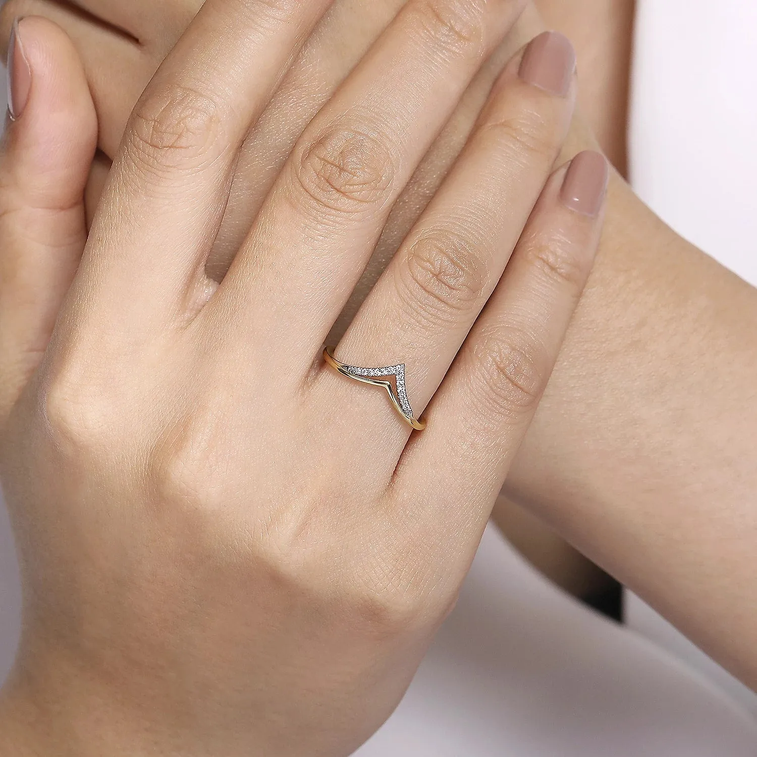 Two-Tone Gold Diamond Chevron Ring