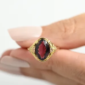 Vintage 10k Glass Ring With Rose and Yellow Gold Accents