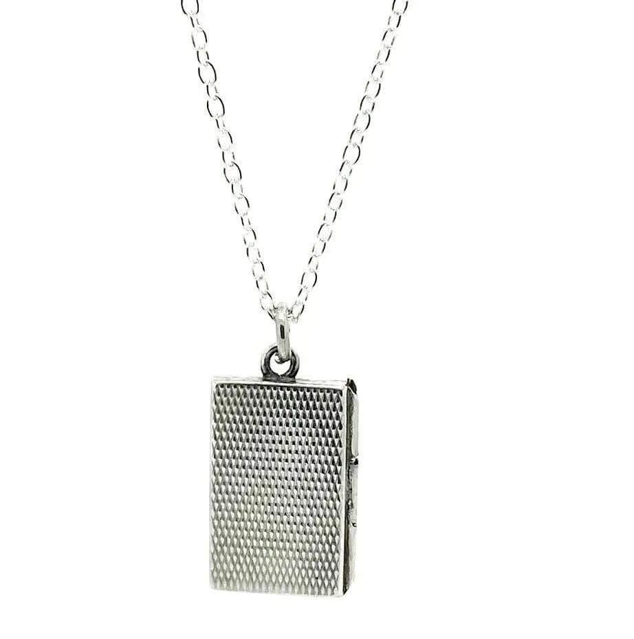 Vintage 1930s Rectangular Silver Locket Necklace