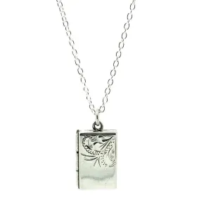 Vintage 1930s Rectangular Silver Locket Necklace