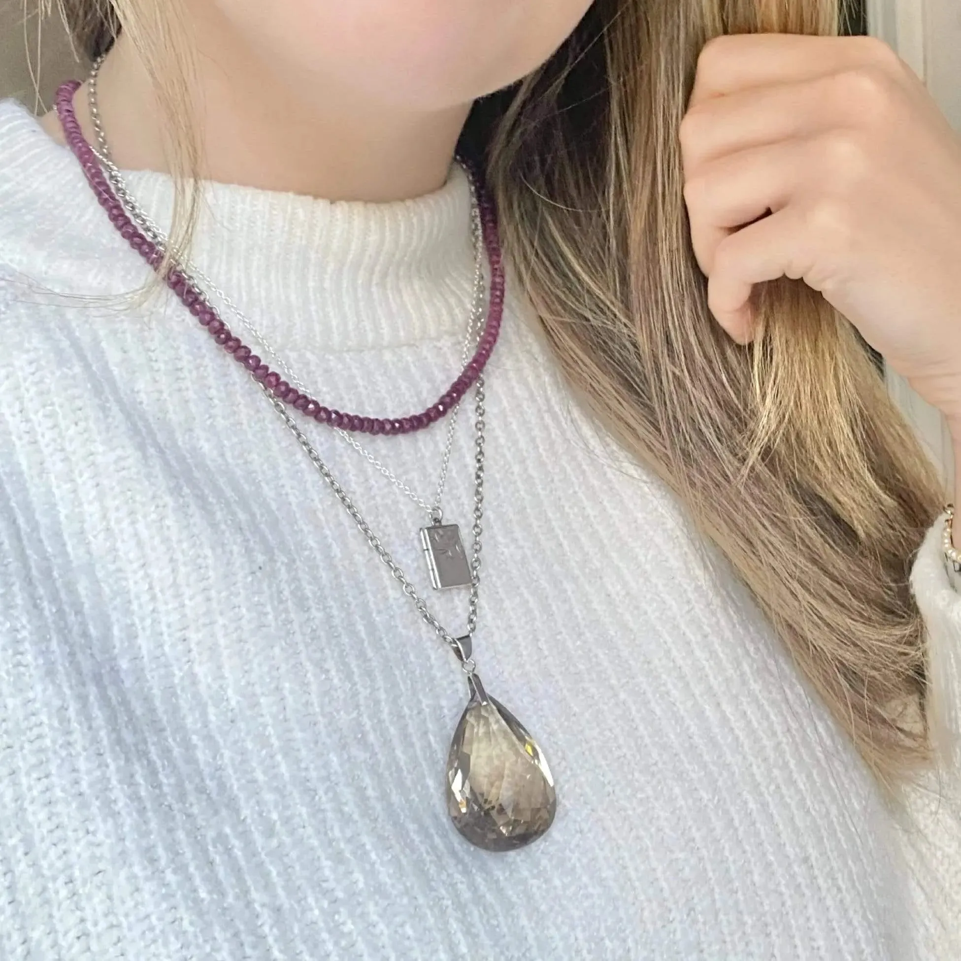 Vintage 1930s Rectangular Silver Locket Necklace