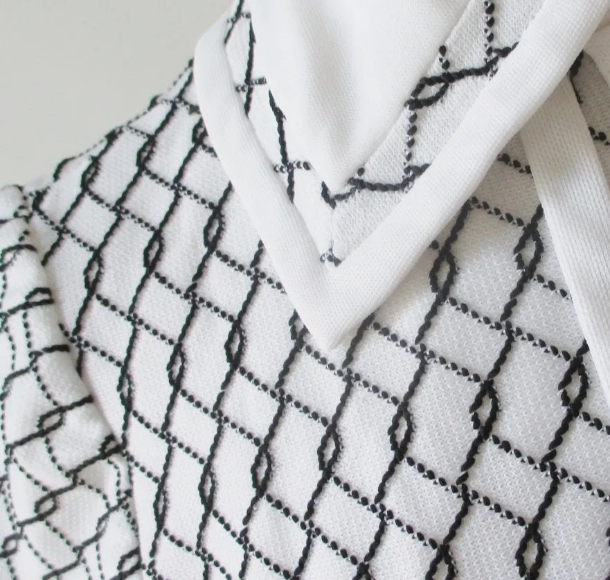 Vintage 60's Black & White Belted Shift Dress M