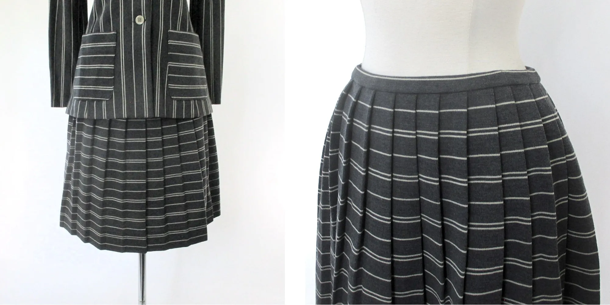 Vintage 60s Jantzen Grey Pinstripe Suit | Jacket & Skirt Set S