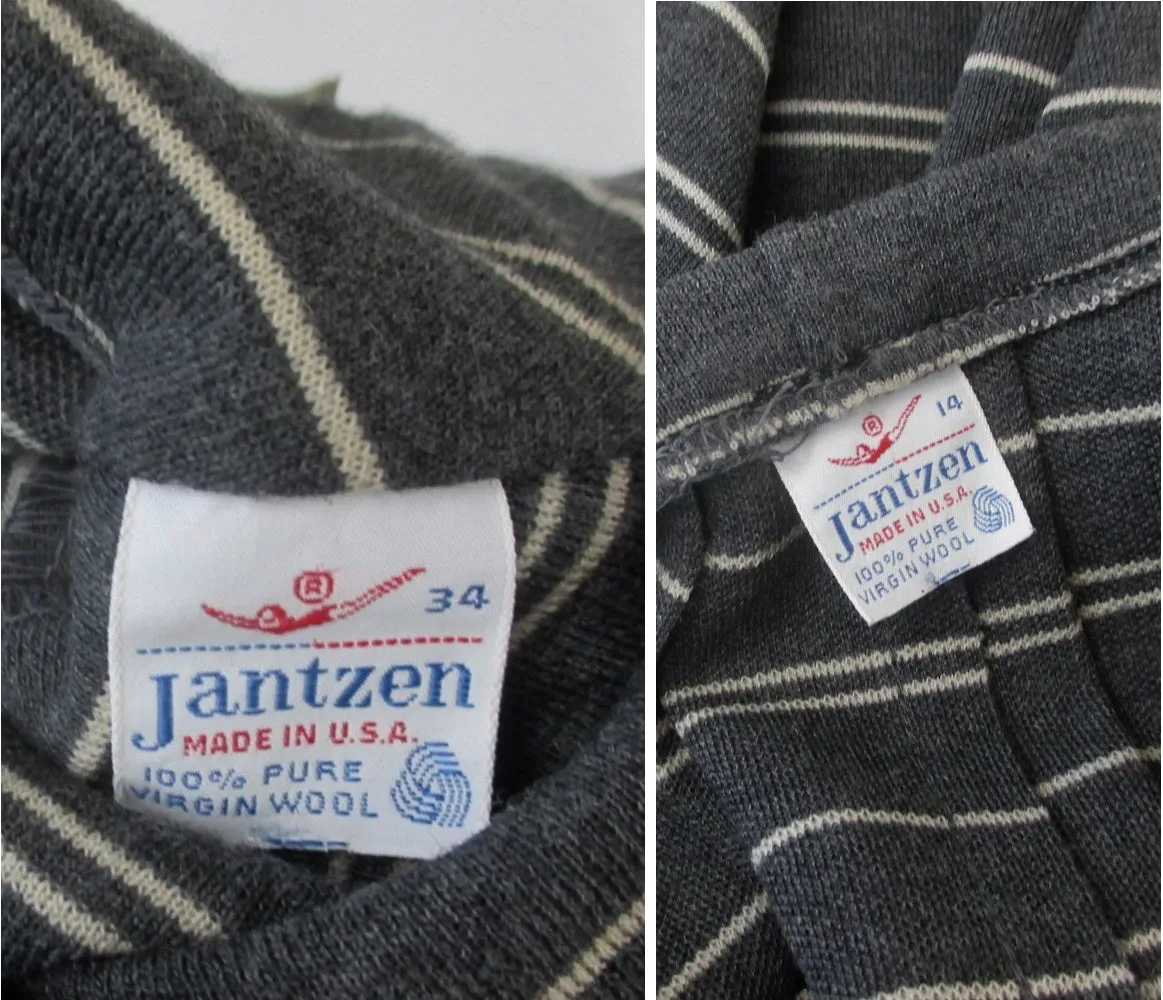 Vintage 60s Jantzen Grey Pinstripe Suit | Jacket & Skirt Set S