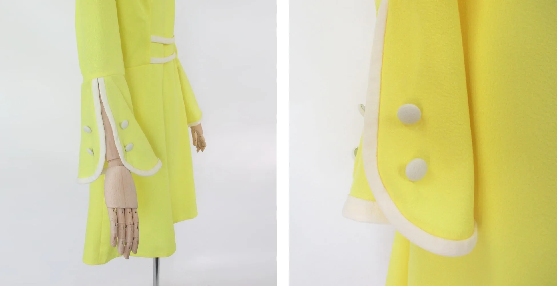Vintage 60s MOD Yellow Space Age Mini Party Dress L