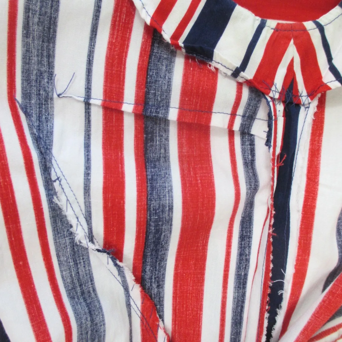 Vintage 60s Red White Blue Striped Shift Dress S