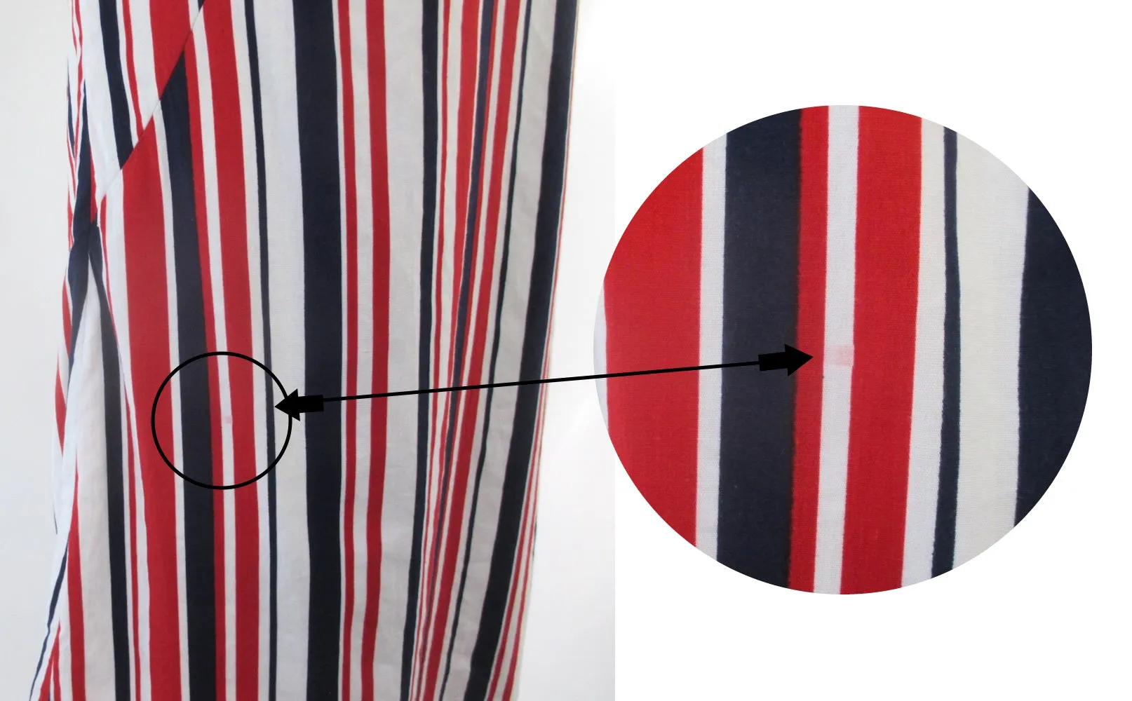 Vintage 60s Red White Blue Striped Shift Dress S