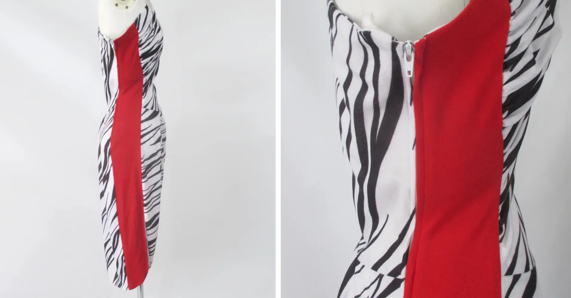 Vintage 70s Fredericks Of Hollywood One Shoulder Zebra Party Dress
