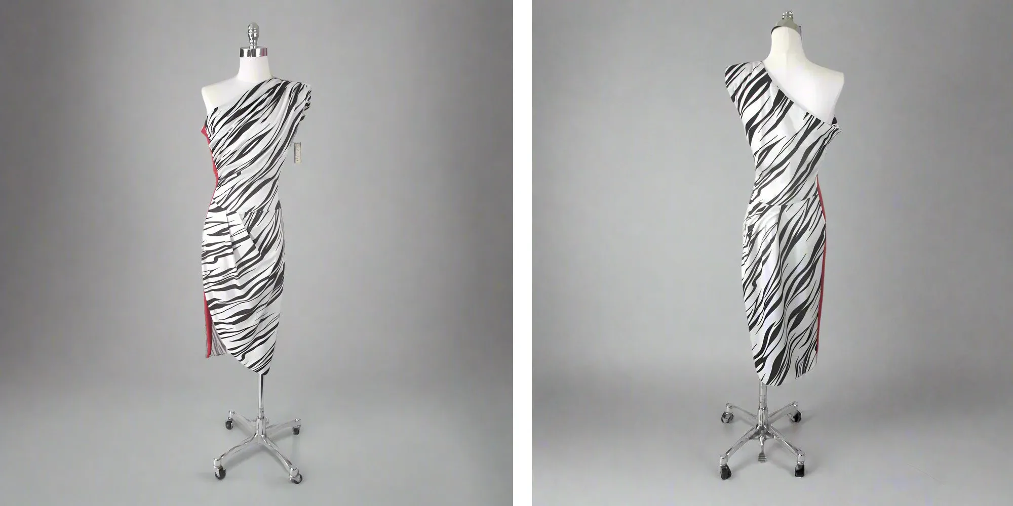 Vintage 70s Fredericks Of Hollywood One Shoulder Zebra Party Dress