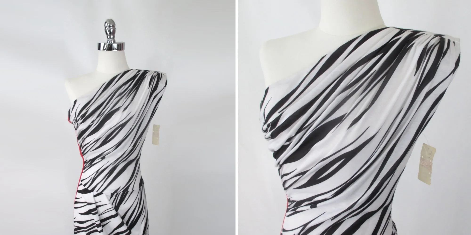 Vintage 70s Fredericks Of Hollywood One Shoulder Zebra Party Dress