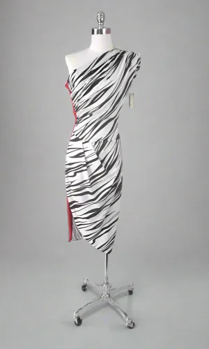 Vintage 70s Fredericks Of Hollywood One Shoulder Zebra Party Dress