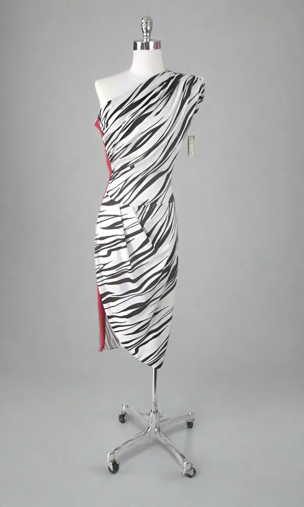 Vintage 70s Fredericks Of Hollywood One Shoulder Zebra Party Dress