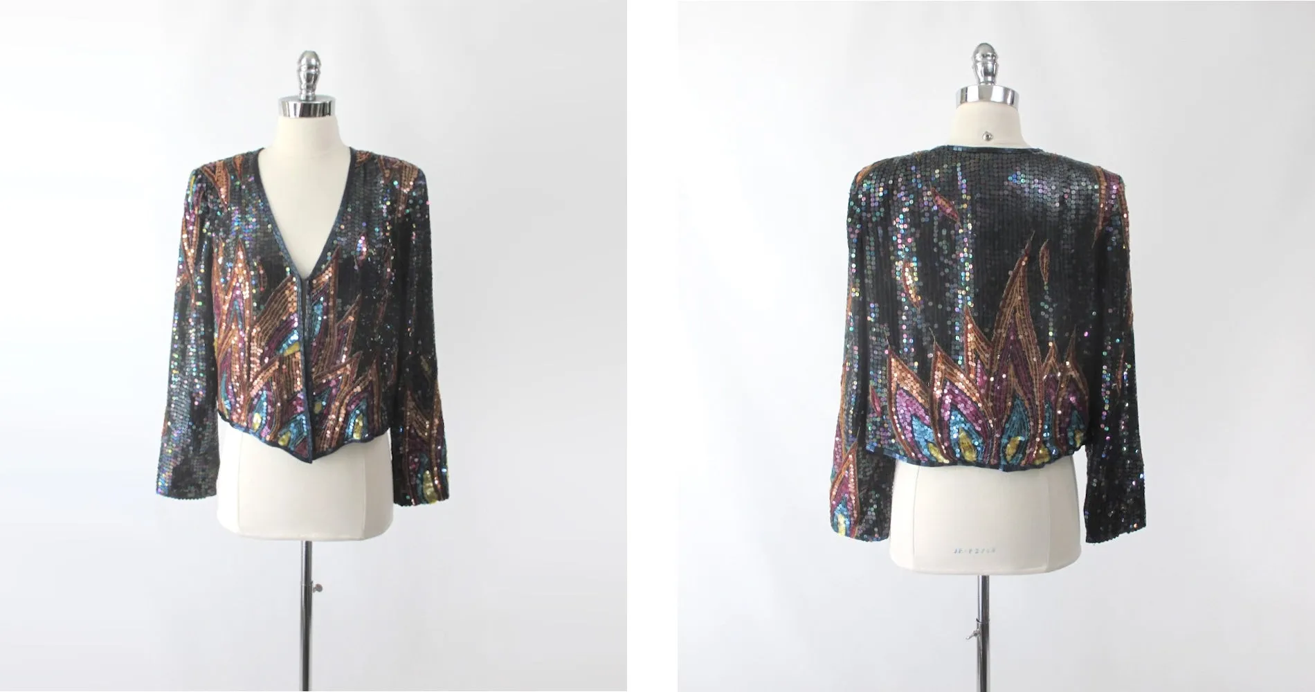 Vintage 70s Jack Bryan Sequined Evening Jacket L