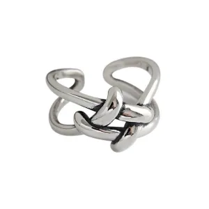 Vintage Silver Color Big Chains Cross Ring