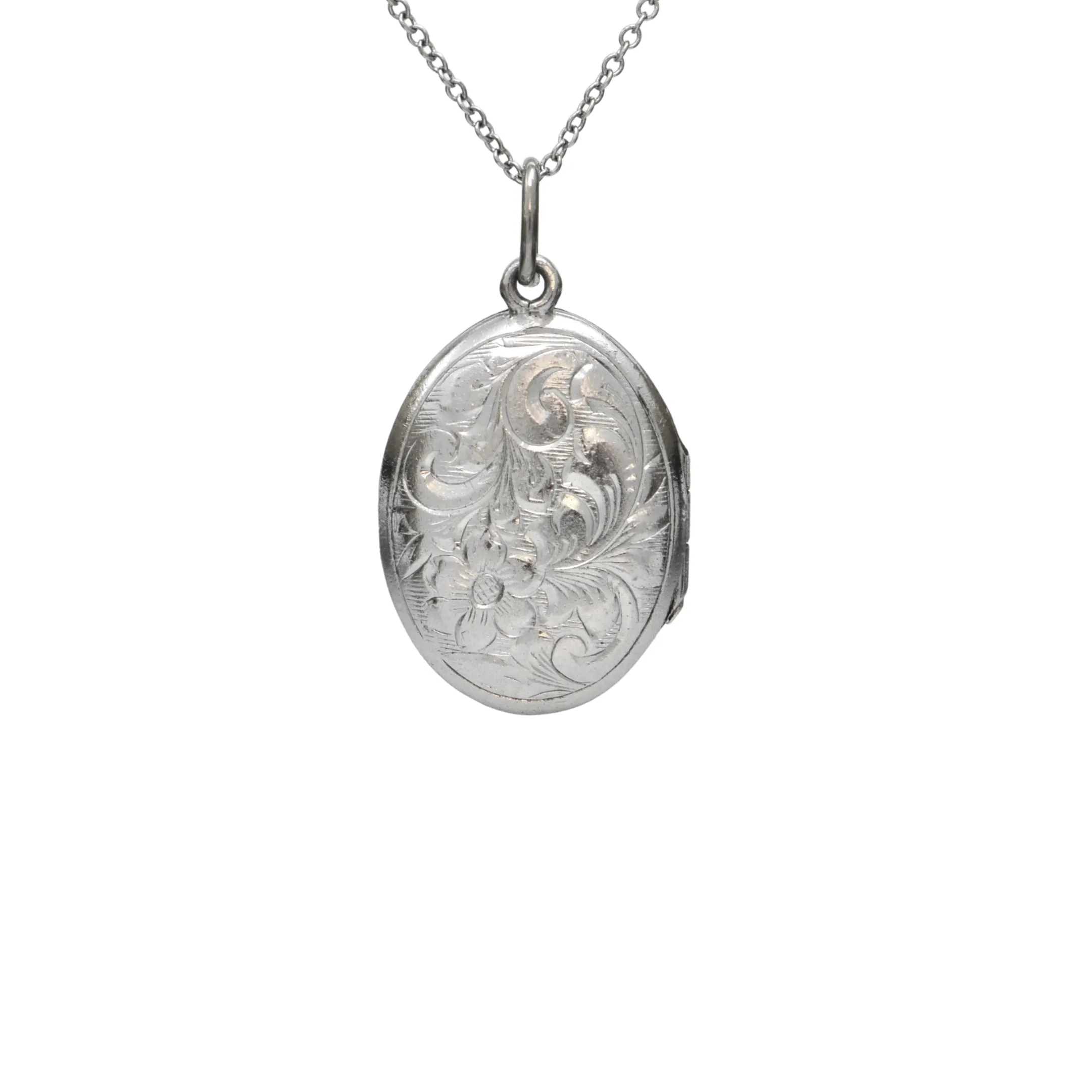 Vintage Sterling Silver Small Oval Locket