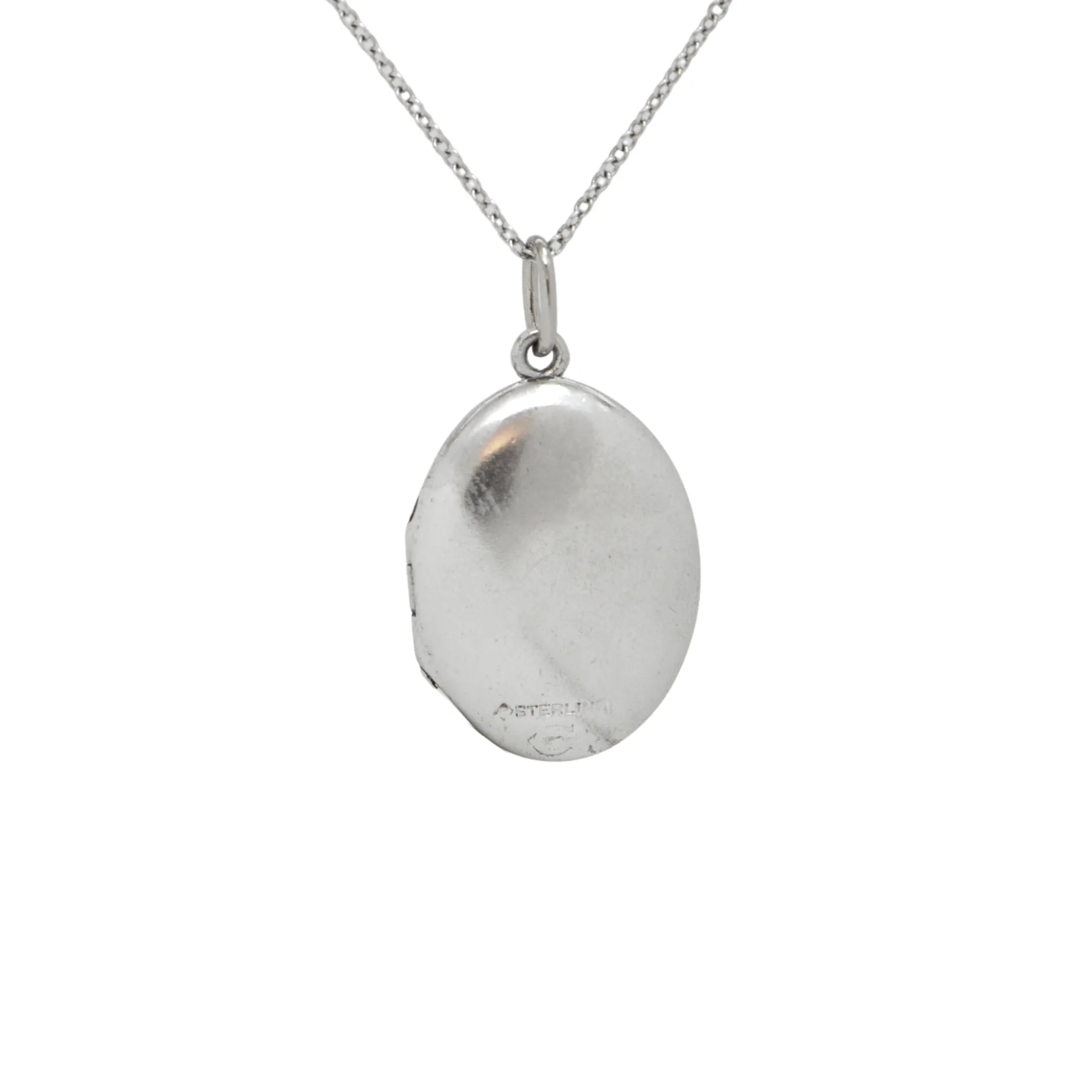 Vintage Sterling Silver Small Oval Locket