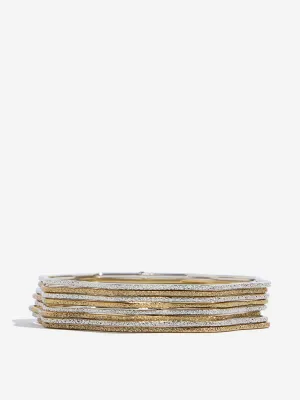 Westside Accessories Silver Dual Tone Flower Bangle Set