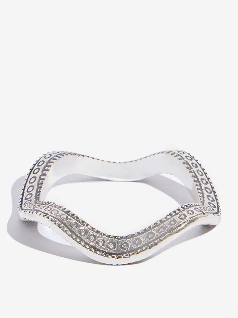 Westside Accessories Silver Engraved Abstract Bangle
