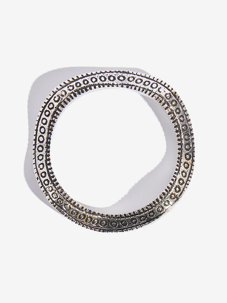 Westside Accessories Silver Engraved Abstract Bangle