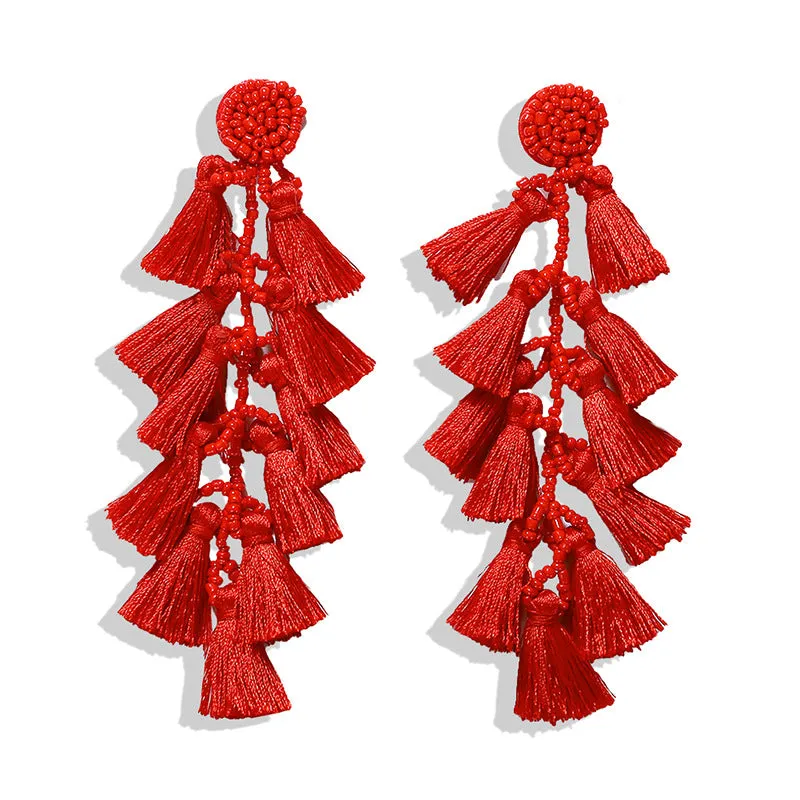 Wholesale Boho Resort Style Colorful Rice Bead Earrings