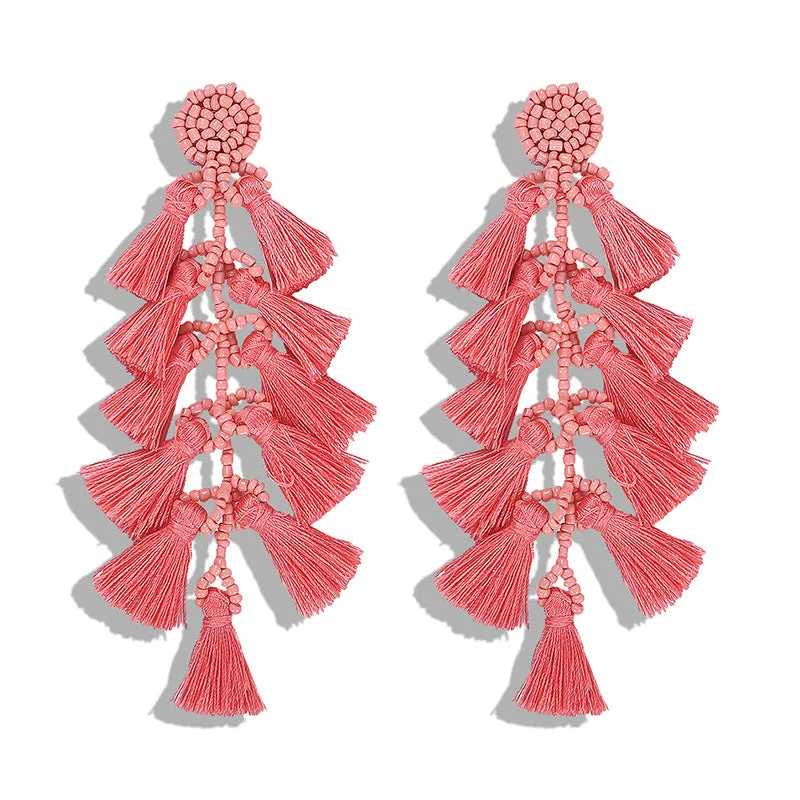 Wholesale Boho Resort Style Colorful Rice Bead Earrings