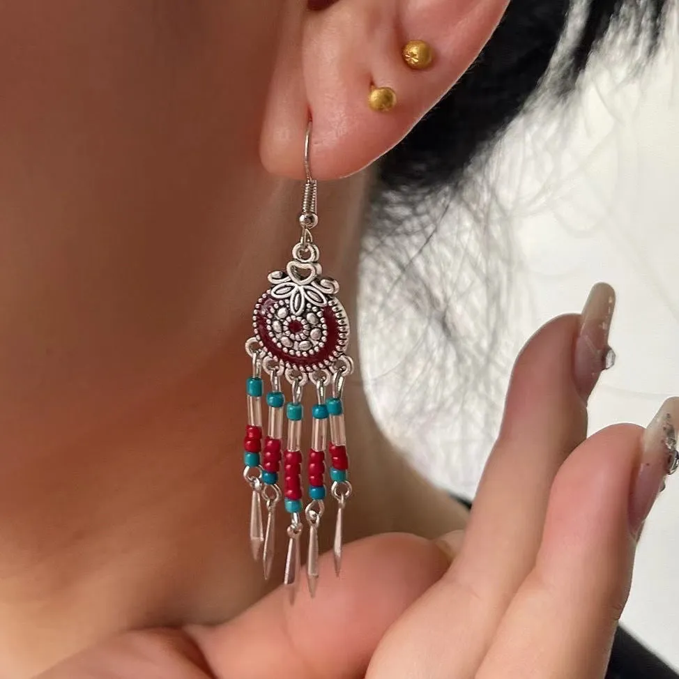 Wholesale Personalized All-match Ethnic Style Bohemian Small Tassel Earrings