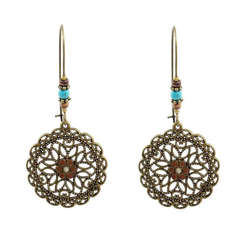 Wholesale Retro Ethnic Style Tassel Alloy Oil Drop Earrings