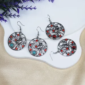 Wholesale Vintage Diamond Inlaid Owl Bohemian Ethnic Style Earrings