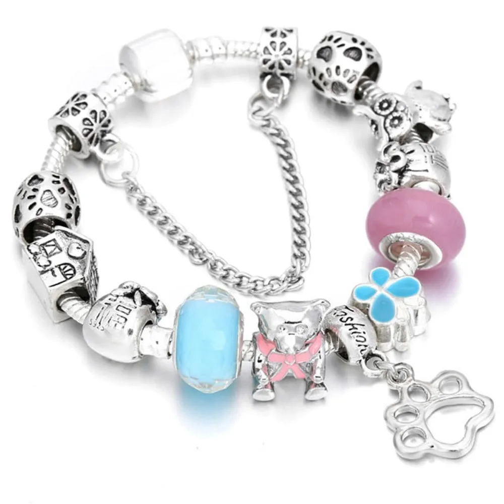 women bracelets charm beads bangles silver color cute women's jewelry ✈️ free.shipping