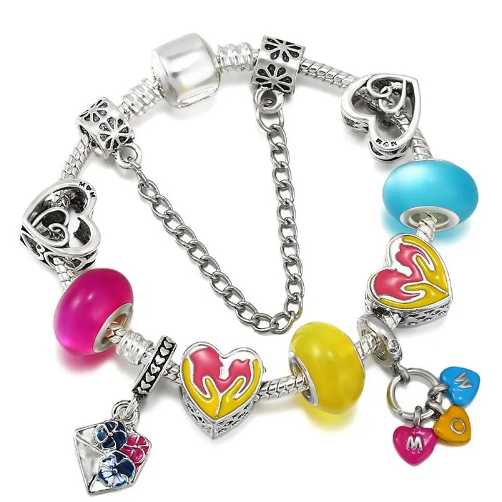 women bracelets charm beads bangles silver color cute women's jewelry ✈️ free.shipping