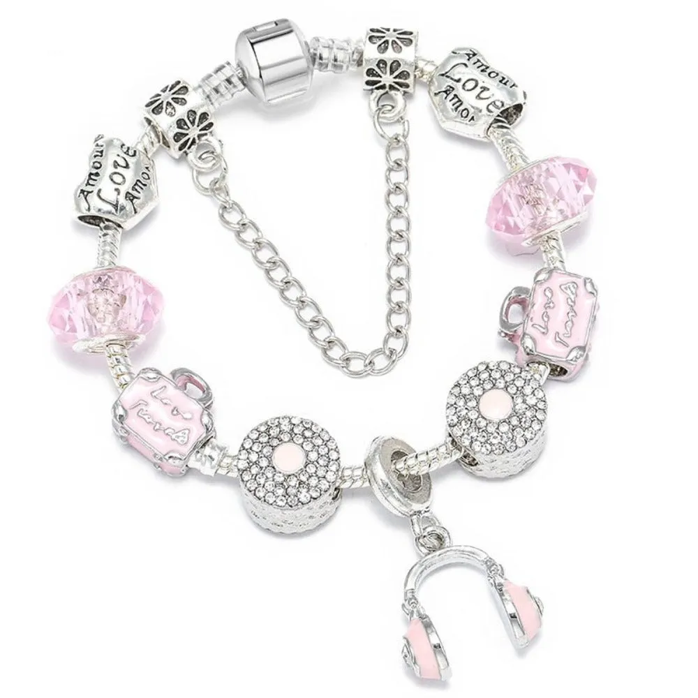 women bracelets charm beads bangles silver color cute women's jewelry ✈️ free.shipping