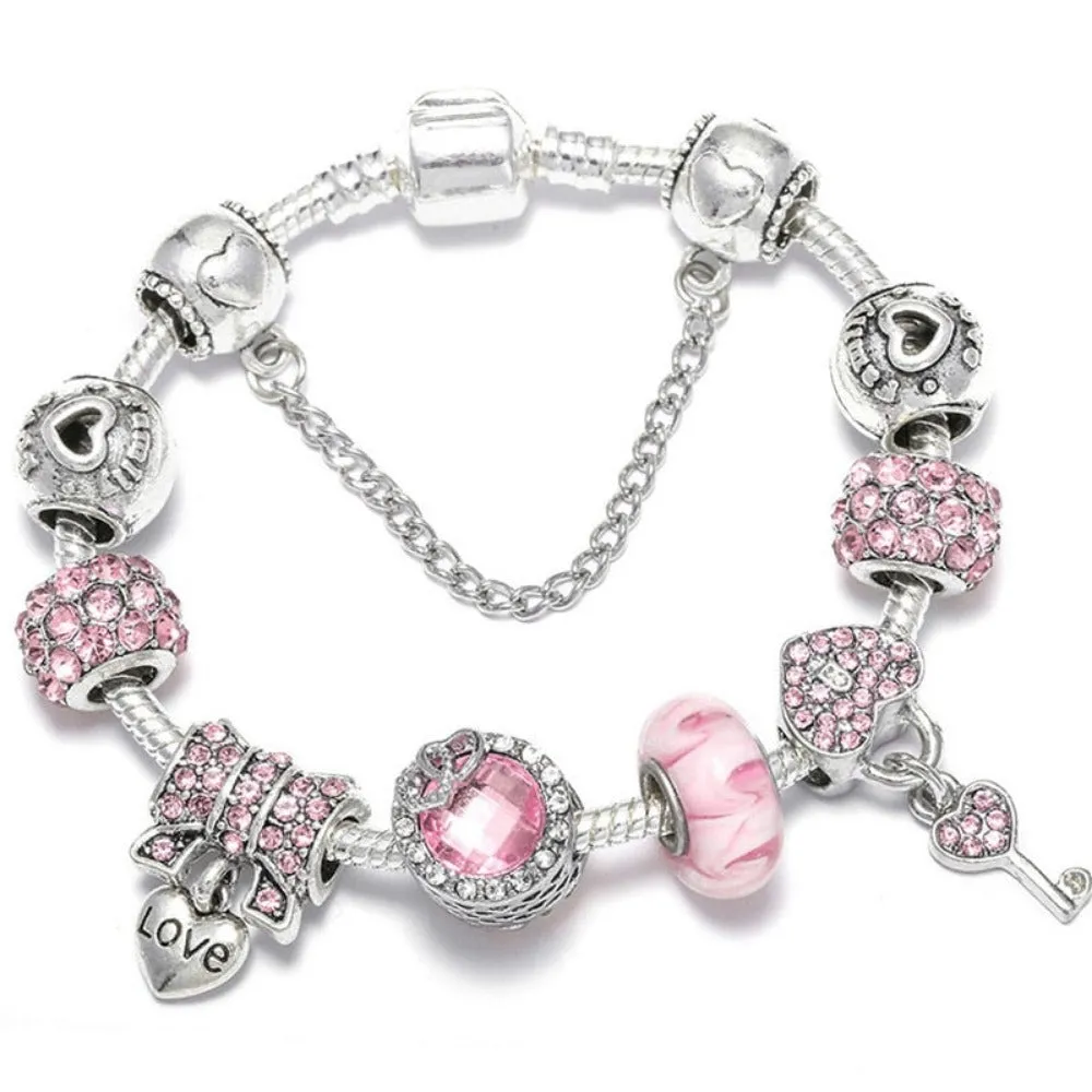 women bracelets charm beads bangles silver color cute women's jewelry ✈️ free.shipping