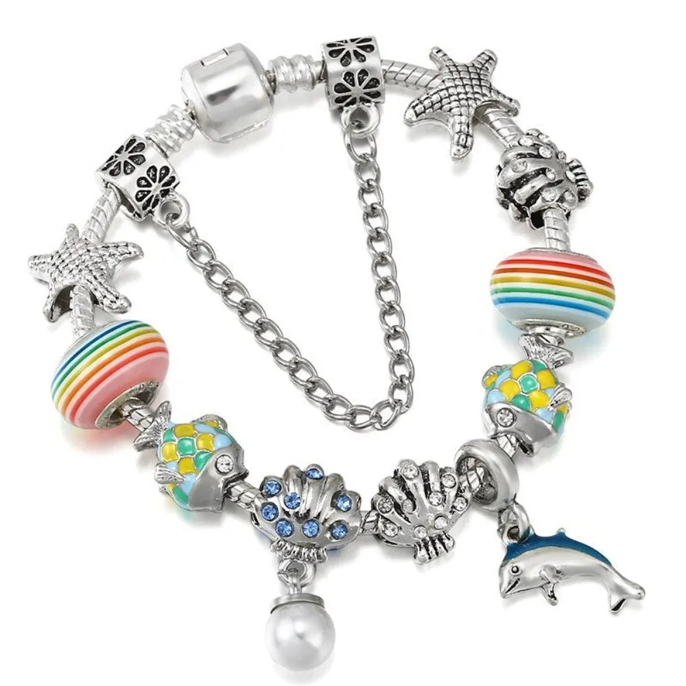 women bracelets charm beads bangles silver color cute women's jewelry ✈️ free.shipping