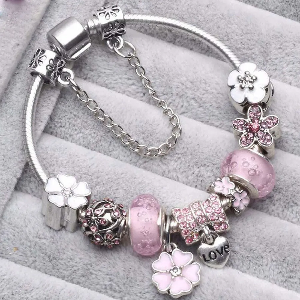 women bracelets charm beads bangles silver color cute women's jewelry ✈️ free.shipping