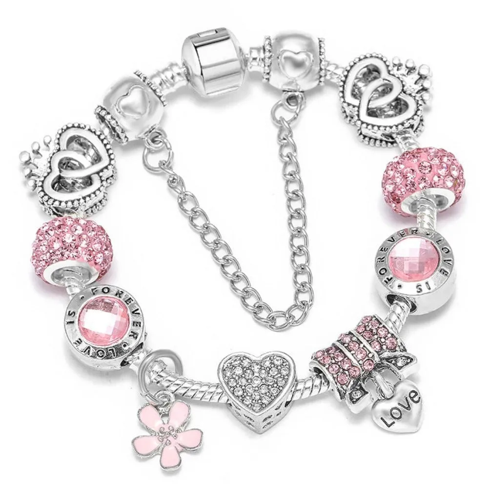 women bracelets charm beads bangles silver color cute women's jewelry ✈️ free.shipping