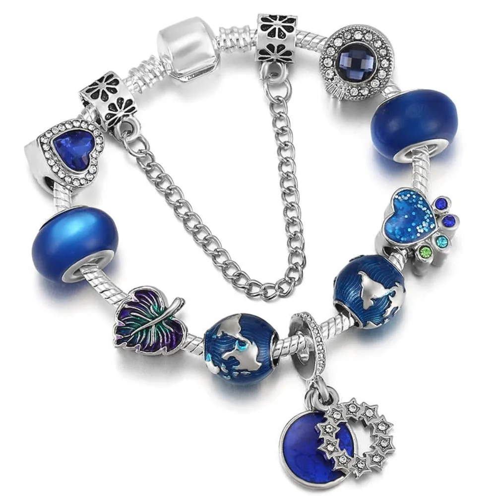 women bracelets charm beads bangles silver color cute women's jewelry ✈️ free.shipping