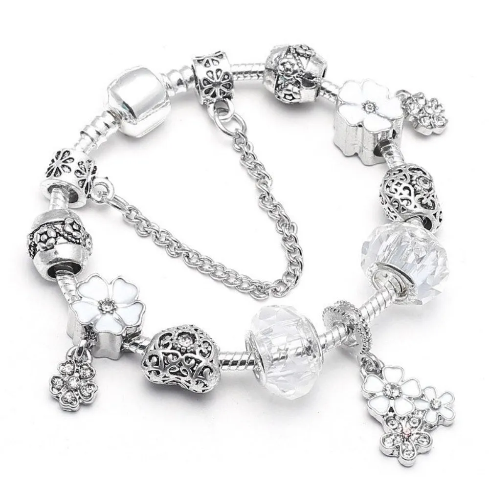 women bracelets charm beads bangles silver color cute women's jewelry ✈️ free.shipping