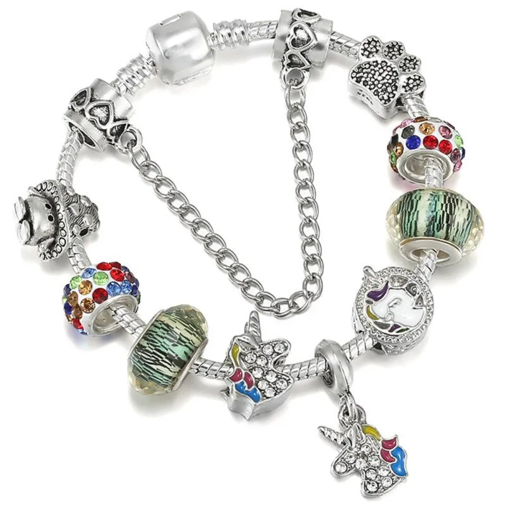 women bracelets charm beads bangles silver color cute women's jewelry ✈️ free.shipping