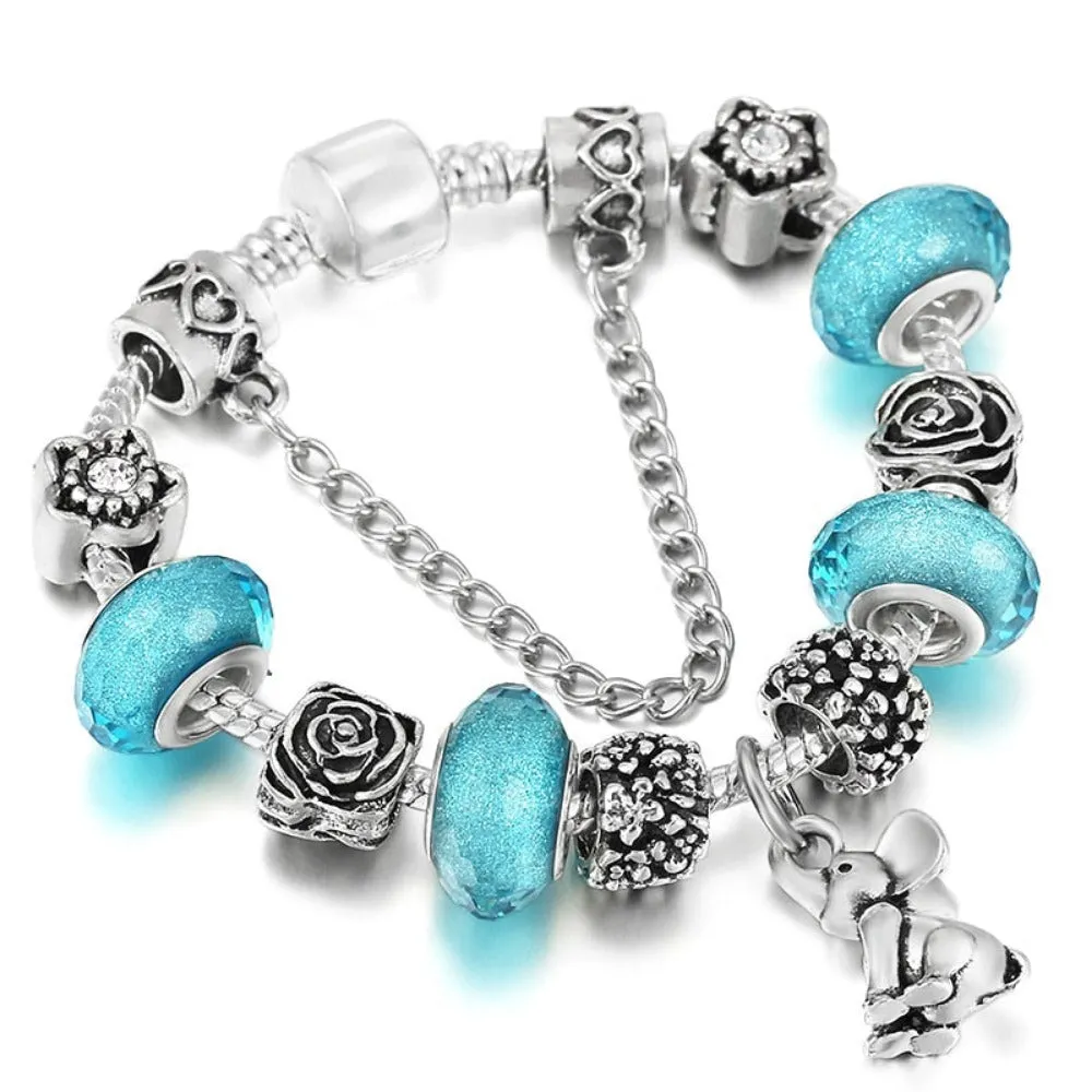 women bracelets charm beads bangles silver color cute women's jewelry ✈️ free.shipping